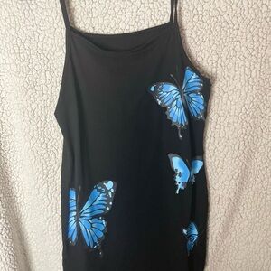 Black and Blue Spaghetti Strap Sleeveless Camisole Top
